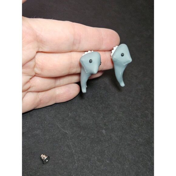 **Final Sale** Grey shark earrings - Picture 1 of 9